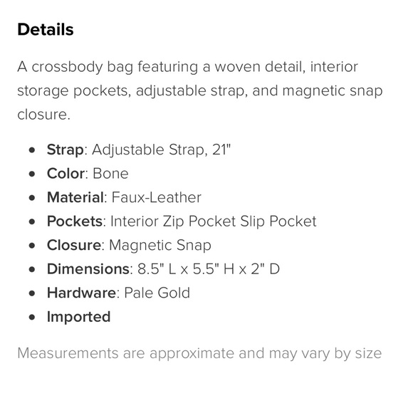 NWT JustFab Cream Weaved Faux Leather Shoulder Bag - Picture 15 of 16